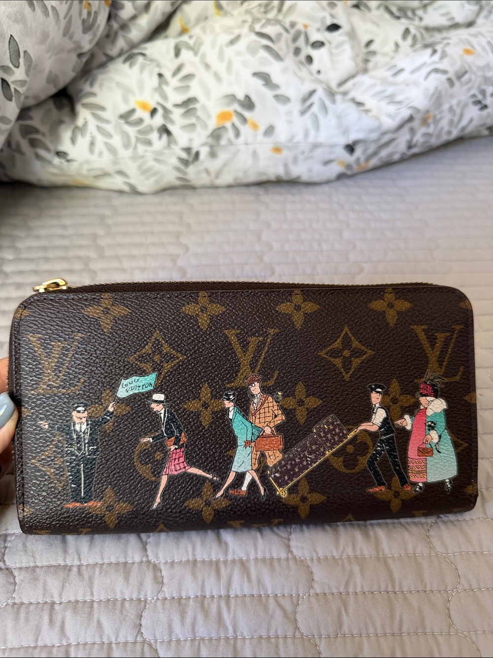 Louis Vuitton Brown Monogram Travel Parade Zip Wallet with Multicolor Print